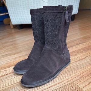 UGG Women’s Lo Pro Perforated Boots Brown Suede 6 Calf